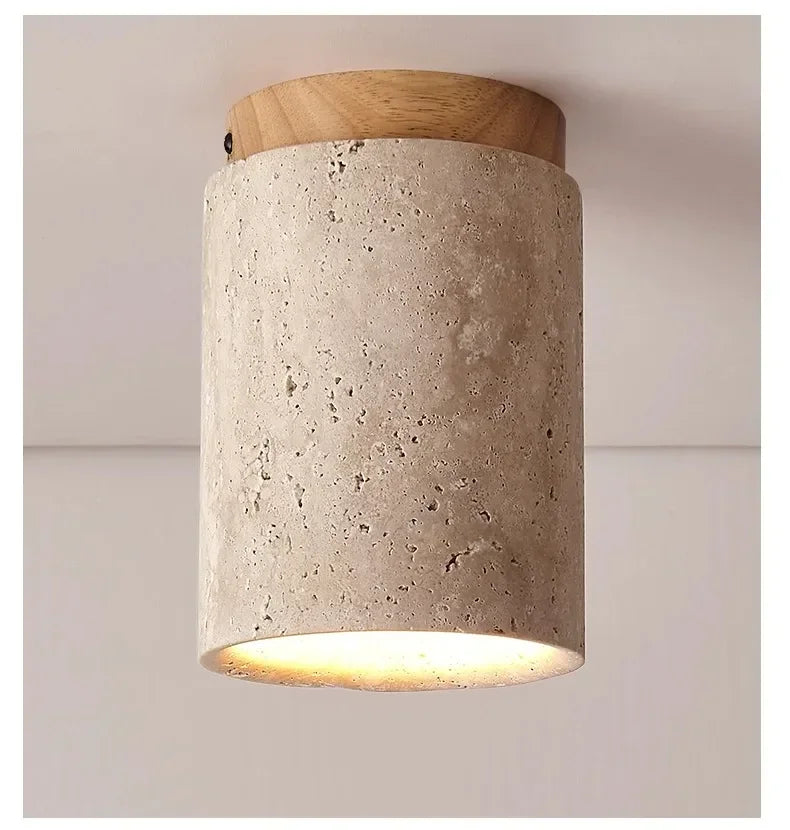 Modern Stone Travertine Ceiling Lamp Bedroom Corridor Flush Mounted