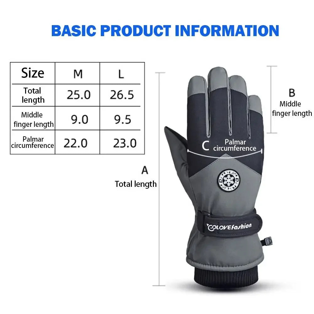 Winter Snowboard Ski Gloves PU Leather Non-slip