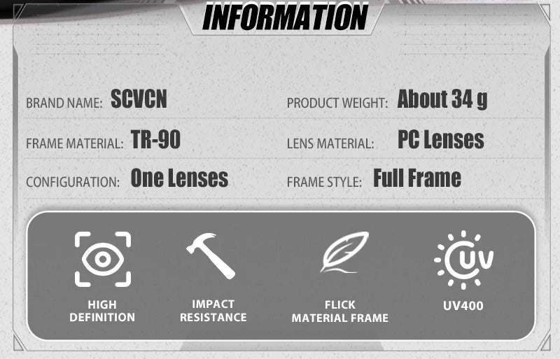 SCVCN New Outdoor Cycling Glasses Bike Sunglasses Men UV400