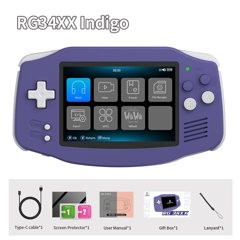 ANBERNIC RG 34XX Handheld Game Console 3.4” IPS 720*480 Screen Linux 64-bit 3500mAH Bluetooth RG34XX Retro Video Gaming Players
