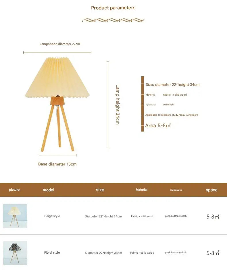 INS Retro LED Table Lamp Wooden Tripod Fabric Desk Lamp USB Power For Home Bedroom Bedside Desktop Decoration Nightstand Light