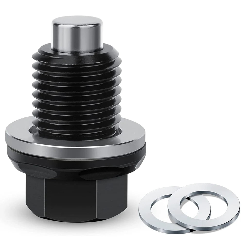 M14 x 1.5 Aluminum Magnetic Oil Drain Plug Fit for Honda / Ford / Hyundai with Crush Washer Gasket, Universal Magnetic Oil Drain