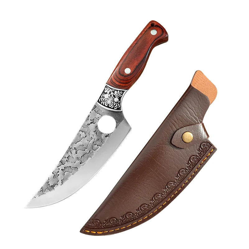 Hand-Forged Boning Knife Professional Butchers' Knife Wood Handle Cleaver Meat Kitchen Knife Chef Slicing Fruit Utility Knife