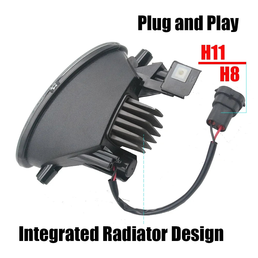 2X Upgrade LED Fog Lights Assembly for Honda Accord CL CM Acura TSX 2006 2007 2008 Car PTF with Clear Lens Daytime Running Light