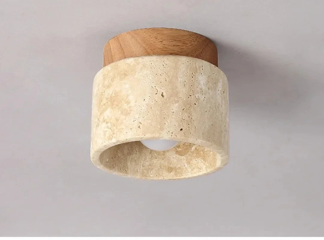 Modern Stone Travertine Ceiling Lamp Bedroom Corridor Flush Mounted