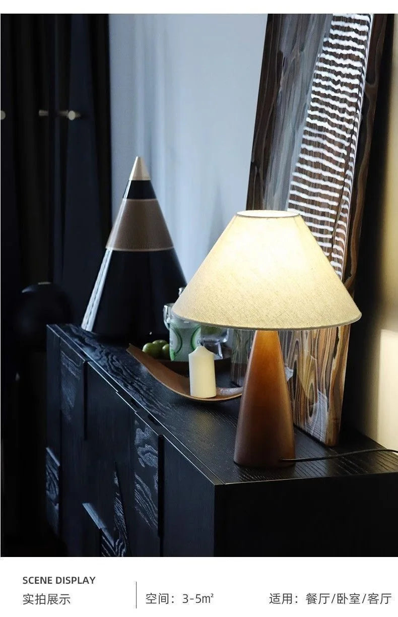 Solid Wood Retro fabric desk lamp Indoor decor Atmosphere Bedroom Bedside living room Tea Room Study Lamp