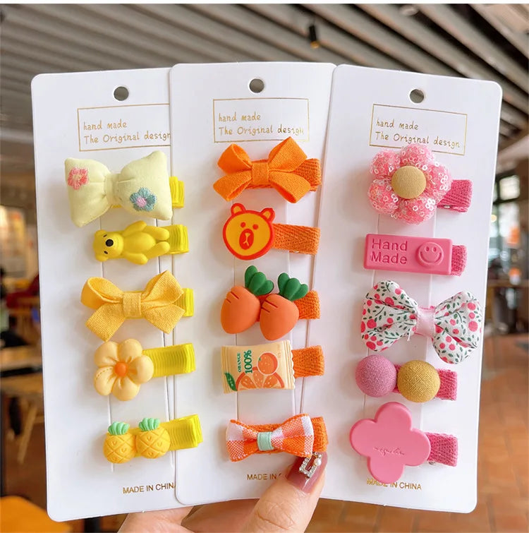 1Set Girls Cute Candy Bowknot Flower Barrettes Girls Baby Hair Clip Hairpins Headband For Children Kids Hair Accessories New