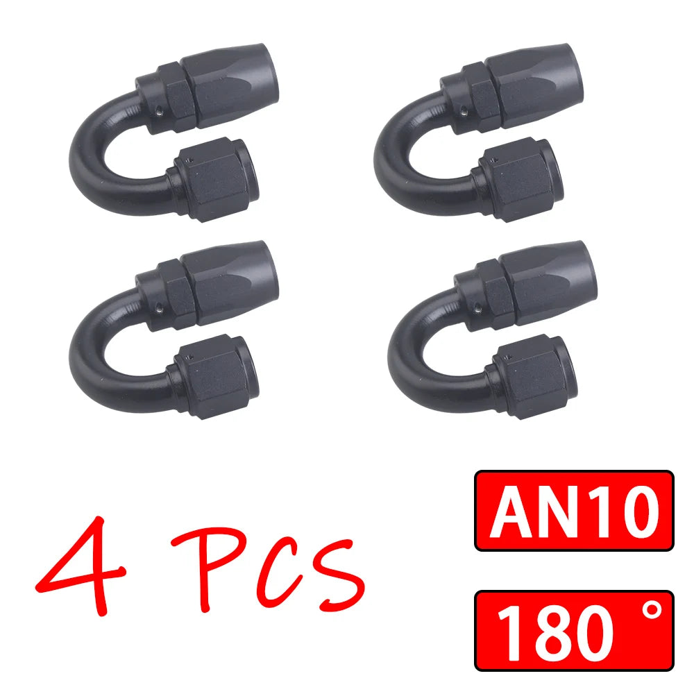 4Pcs Universal AN4 AN6 AN8 AN10 AN12 Straight 45° 90° 120° 180° Degree Oil Fuel Swivel Hose End Fitting Oil Hose End Adaptor Kit