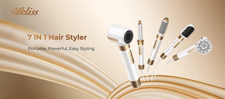 7 In 1 Hair Dryer Brush Brushless High Speed Hair Dryer with Diffuser Ionic Blow Dryer Hot Air Styling Comb Auto Hair Curler