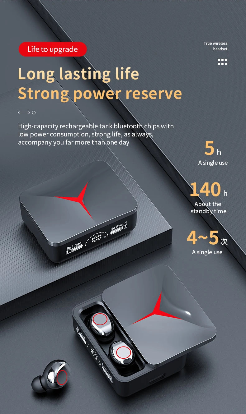 Original TWS M90 Wireless Headphones Sliding Cover Gaming Earphone Bluetooth 5.3