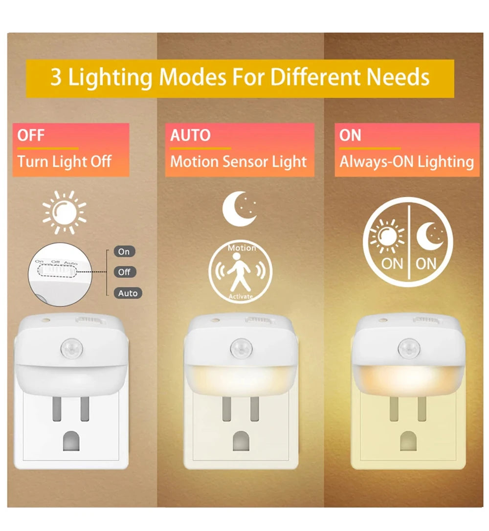 LED Night Light EU Plug In Smart Motion Sensor Light 220V Wall Lamp for Home Aisle