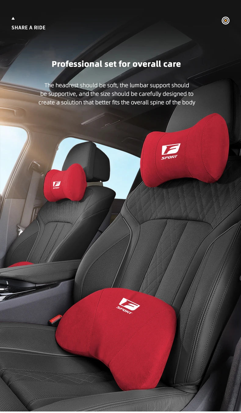 Lexus F-Sport Suede Headrest Memory Cotton Neck Pillow For Lexus ES300 RX330 RX300 GS300 IS250 IS200 CT200h IS300 NX RX LX GX GS