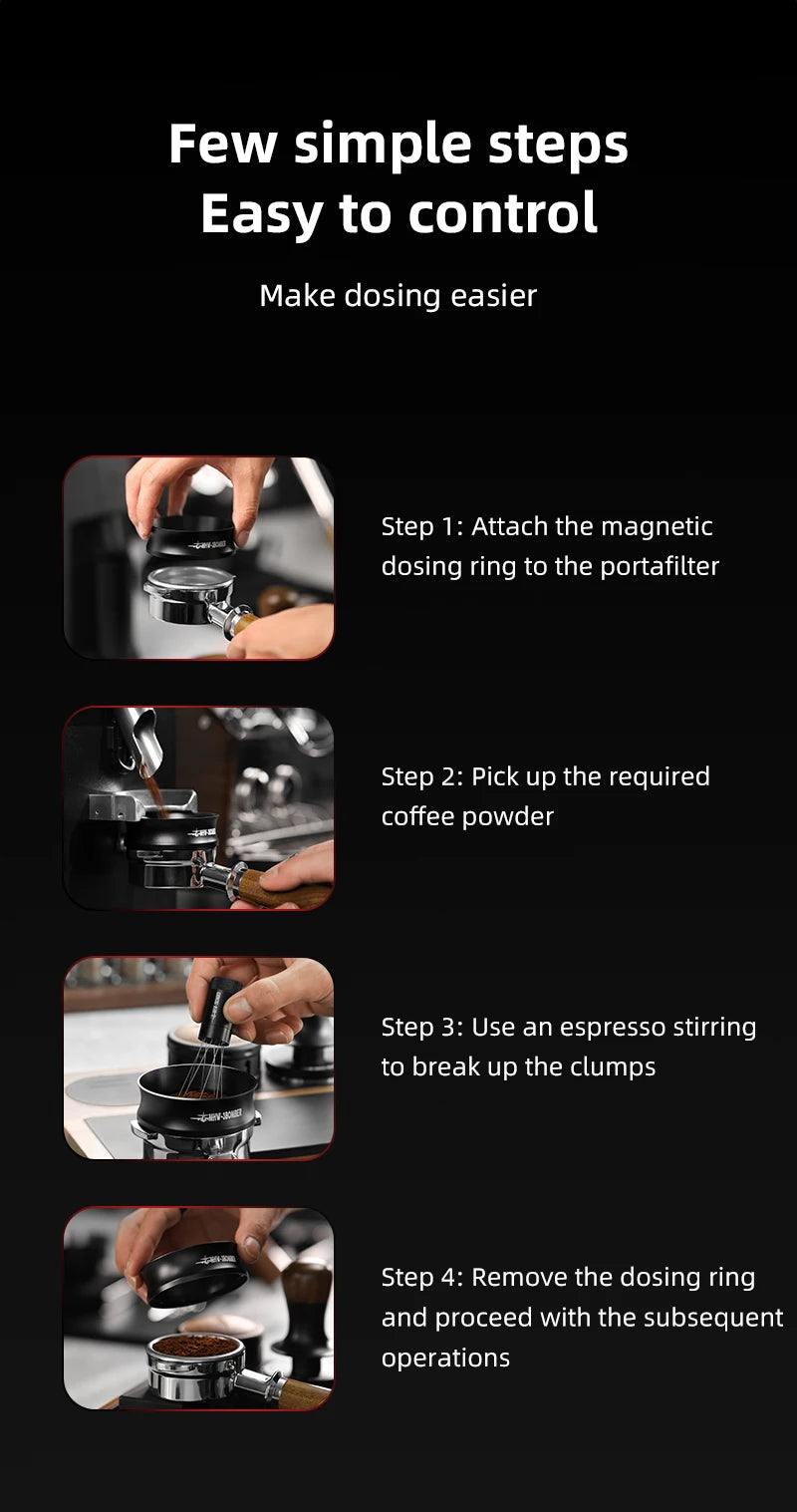 MHW-3BOMBER 58MM Magnetic Dosing Funnel with 10 Magnets Espresso Dosing Ring