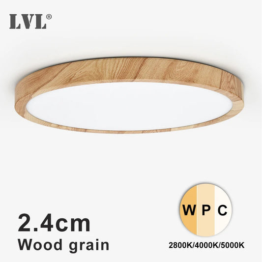Modern LED Ceiling Light Wood Grain Golden One Light with 3 Colours