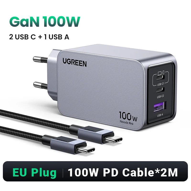 UGREEN 100W GaN Charger USB C Charger QC4.0 3.0 Quick Charge