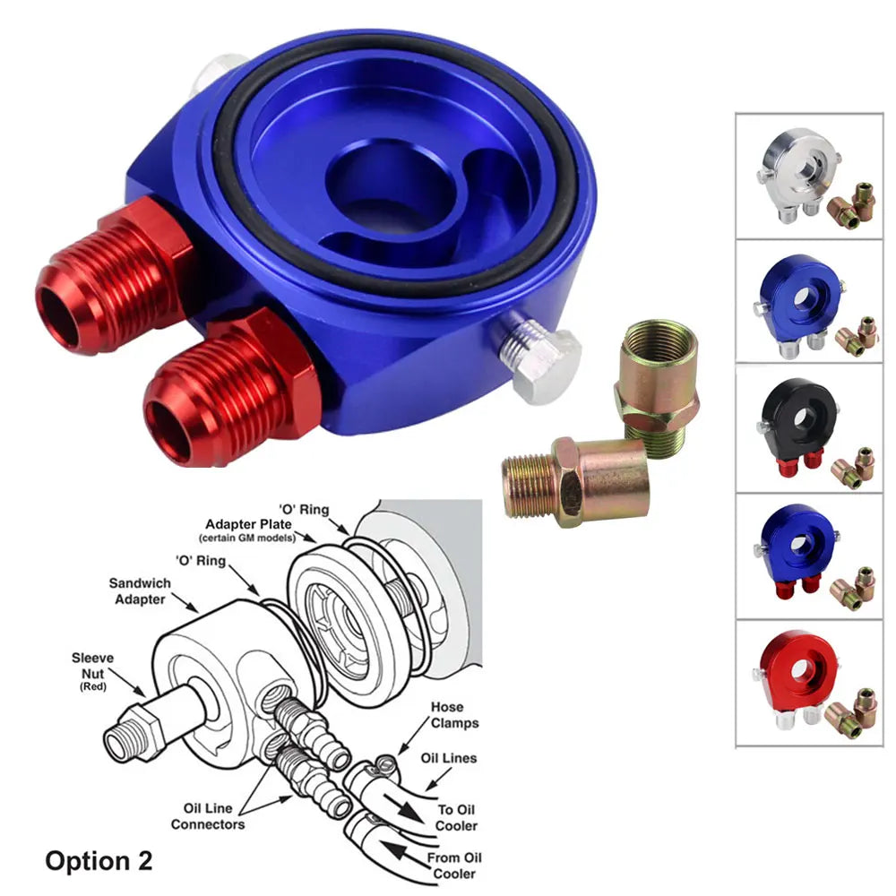 Oil Cooler & Oil Sandwich & Oil Hose Car Aluminum Universal Oil Filter Sandwich Adapter For Oil Cooler Plate Kit AN10