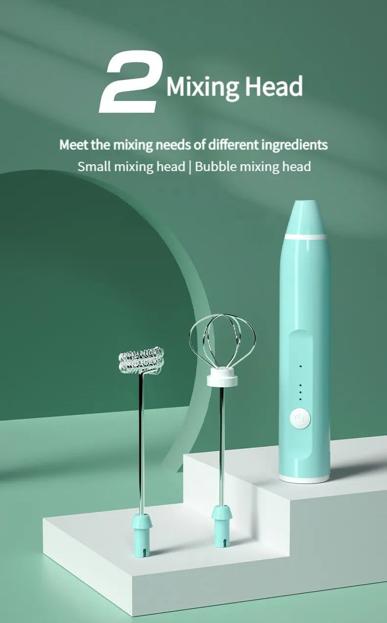 1 PCS Electric Milk Frother Portable Egg Beater USB Rechargeable
