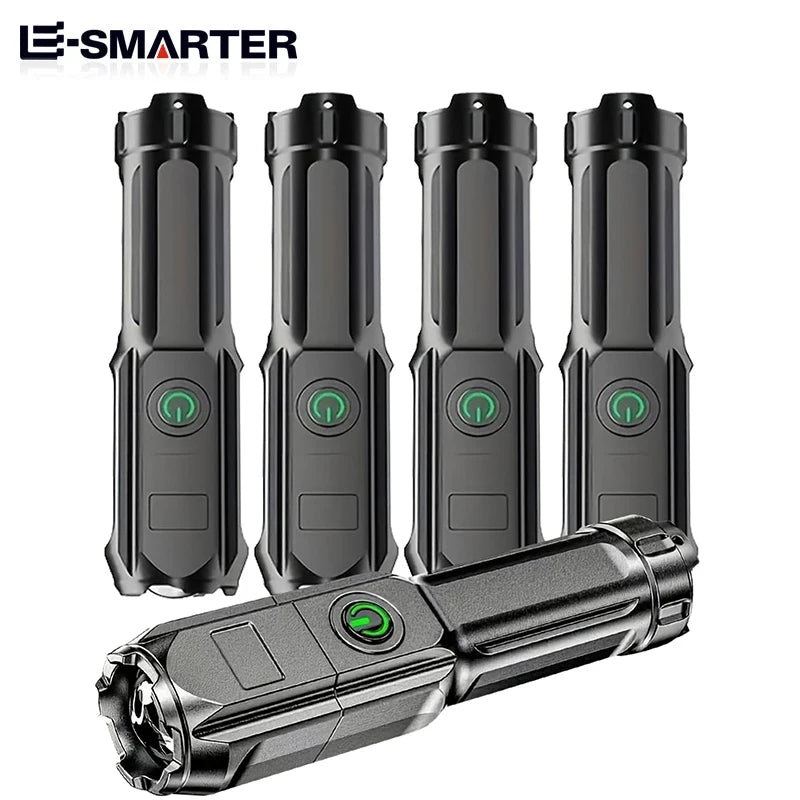 Telescopic Zoom Tactical Flashlights Rechargeable LED Torch 4 Lighting Modes Long-Range