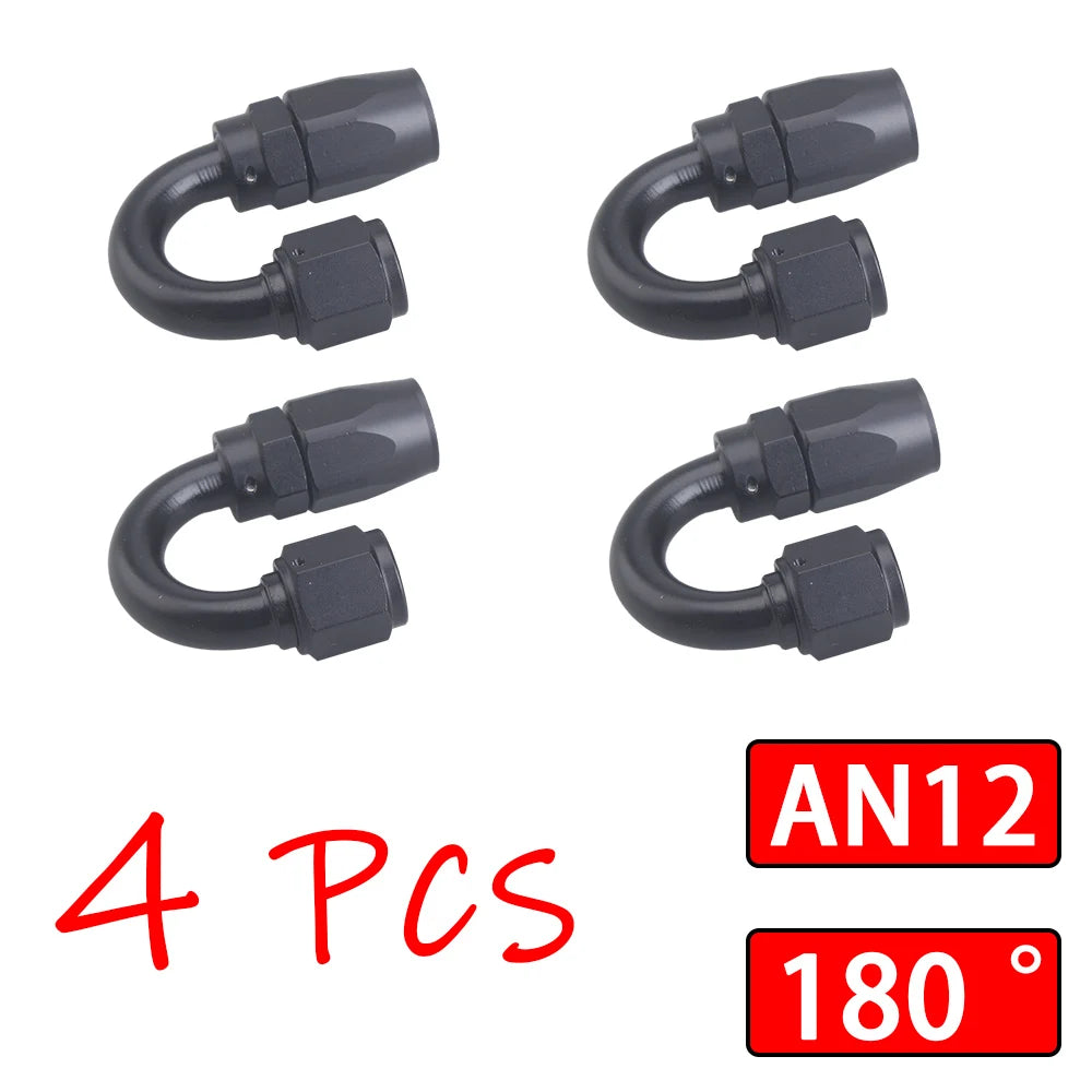 4Pcs Universal AN4 AN6 AN8 AN10 AN12 Straight 45° 90° 120° 180° Degree Oil Fuel Swivel Hose End Fitting Oil Hose End Adaptor Kit