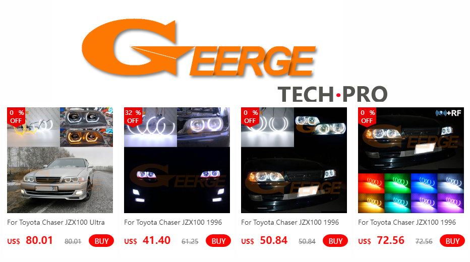 For Toyota Chaser JZX100 Ultra Bright Day Light Turn Signal DTM Style LED Angel Eyes Halo Rings Kit