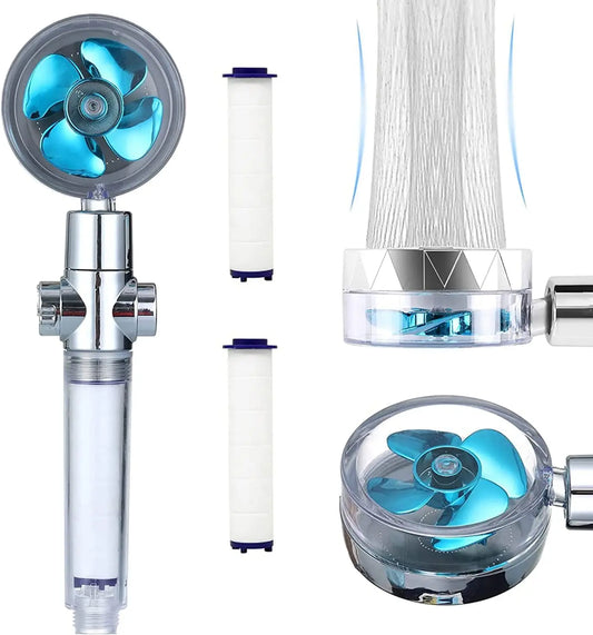 Shower Head 360 Degree Rotation Water Saving Flow Turbofan
