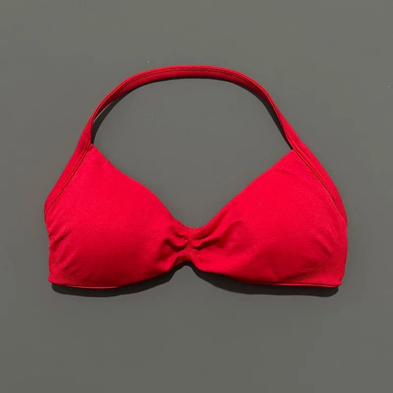 Sports Bra Push Up Strappy Sexy Open Back Gym Crop Top