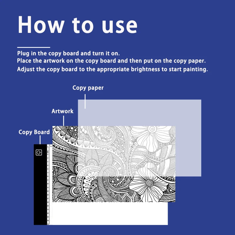 LED Drawing Copy Board Pad 3 Level Dimmable A3/A4/A5 Size Drawing Tablets For Animation Painting Art Design