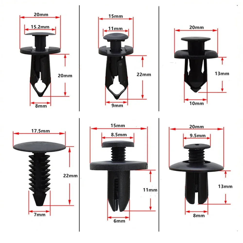 190 Pcs Car Retainer Clips 6 Sizes Auto Push Pin Rivets Clip Fasteners Push Retainer Set Car Interior Bumper Clips