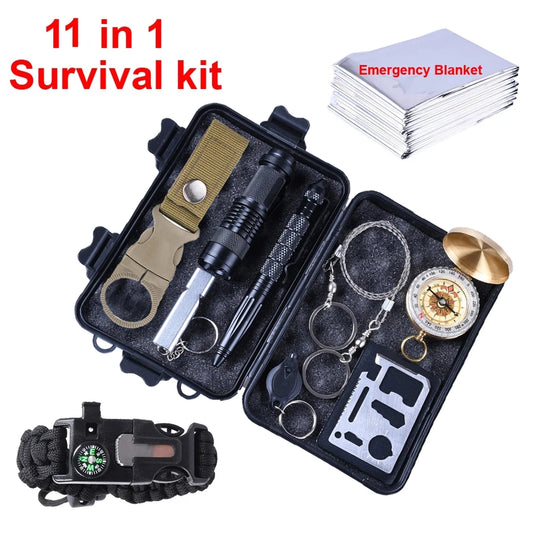Compact 11 in 1 Tactical Survival kit Outdoor Camping