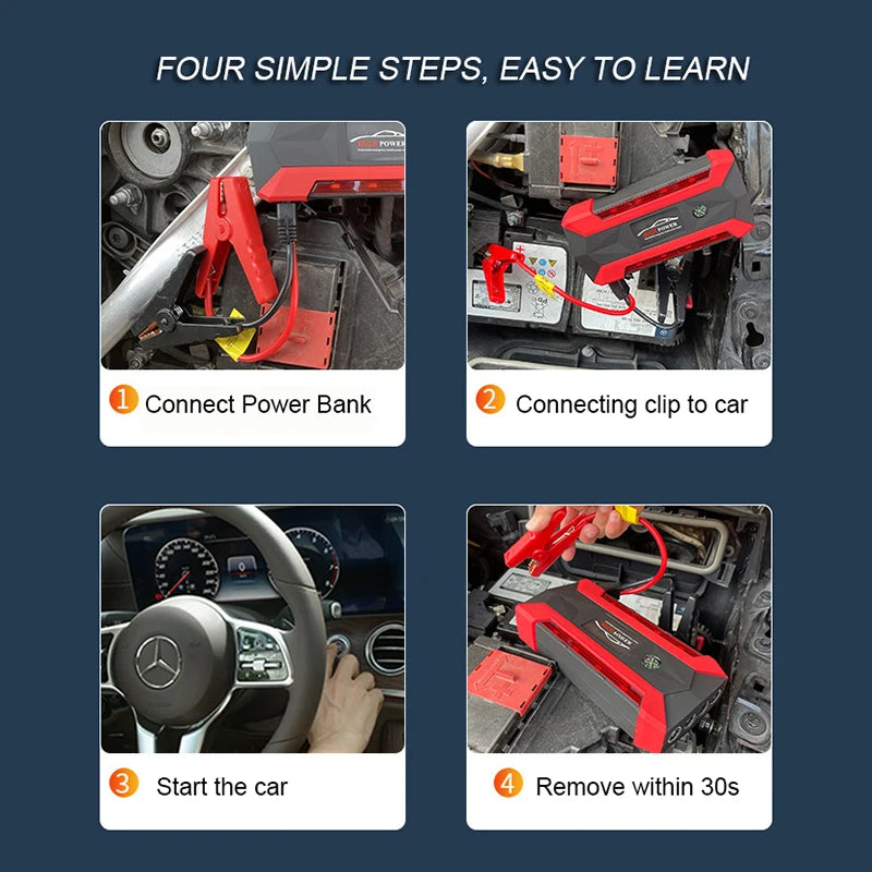 30000mAh Car Jump Starter Portable Car Battery Booster Charger 12V Car Emergency Start Power Supply Starting Device Car Starter