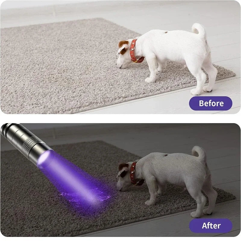 UV Flashlight 395nm Ultraviolet Torch With Pen Clip Portable AAA Batteries