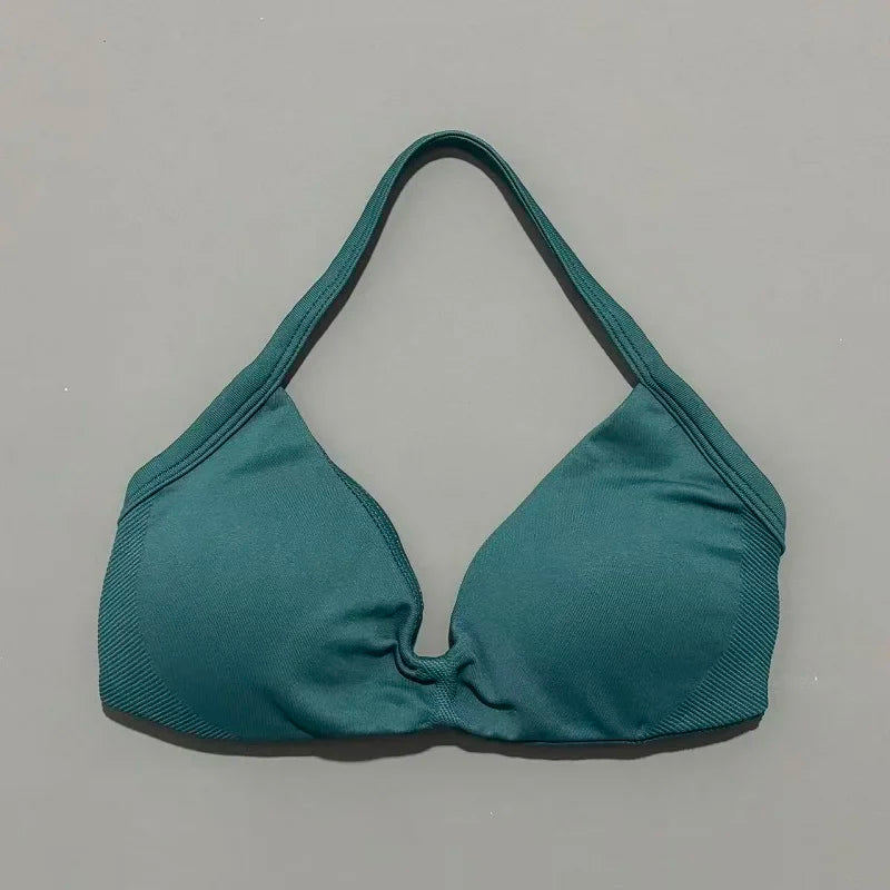 Sports Bra Push Up Strappy Sexy Open Back Gym Crop Top