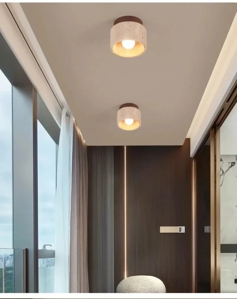 Modern Stone Travertine Ceiling Lamp Bedroom Corridor Flush Mounted