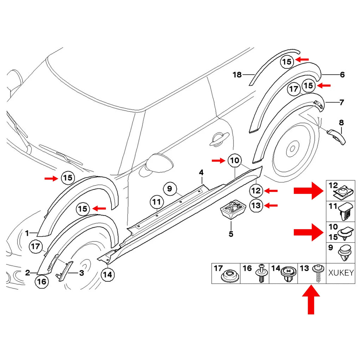20pc Chassis Engine Guard Metal Nut/Screw Washers U-shape Clip Car Fender Bumper Screws For BMW Hex Speed Fastener ﻿