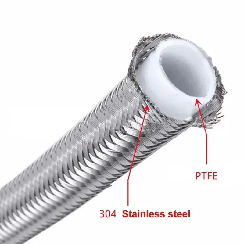 Engine Pipe Brake Tube 304 Stainless Steel Braided 1-6M(3.2-19.6FT) 3AN 4AN 6AN 8AN 10AN E85 PTFE Fuel Hose Oil Gas Cooler Line