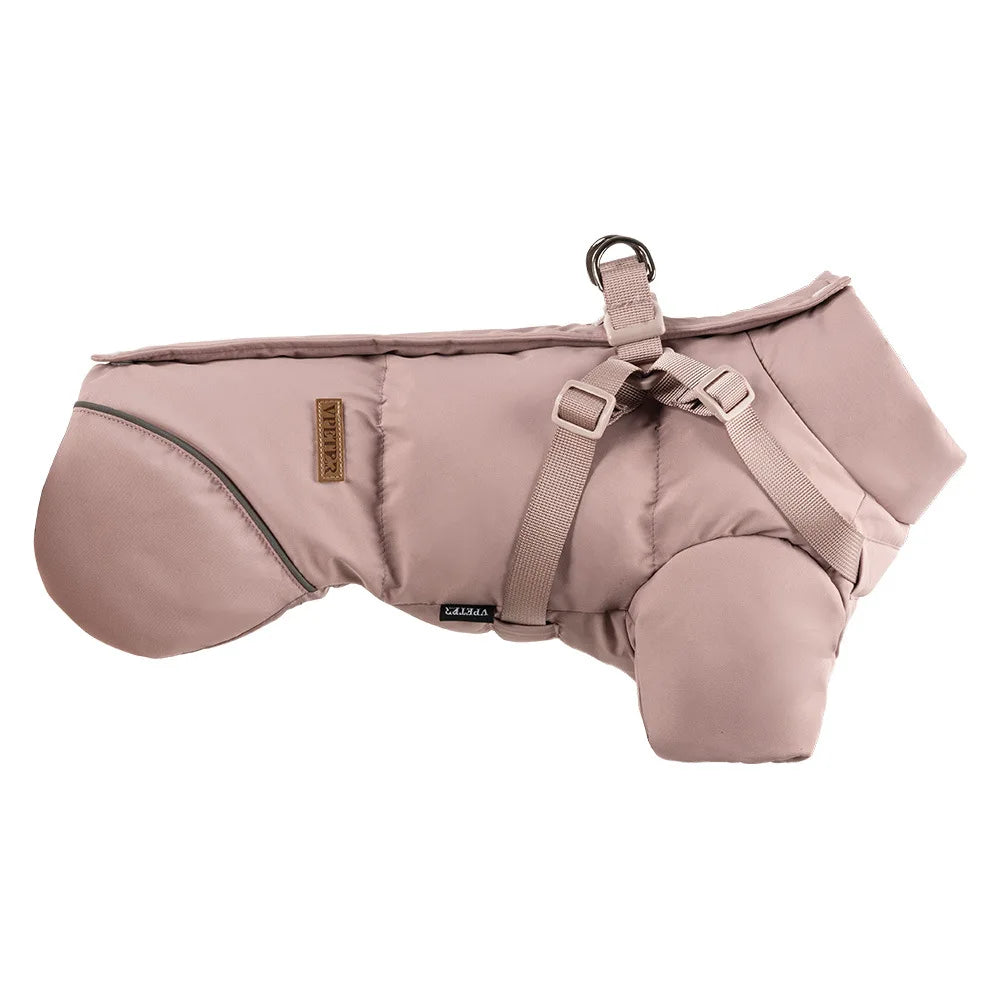 Winter Dog Jacket with Harness Thicken Waterproof Warm Outdoor Dog Clothes for Small Dogs Soft Padded Dog Puffer Snow Pet Coat