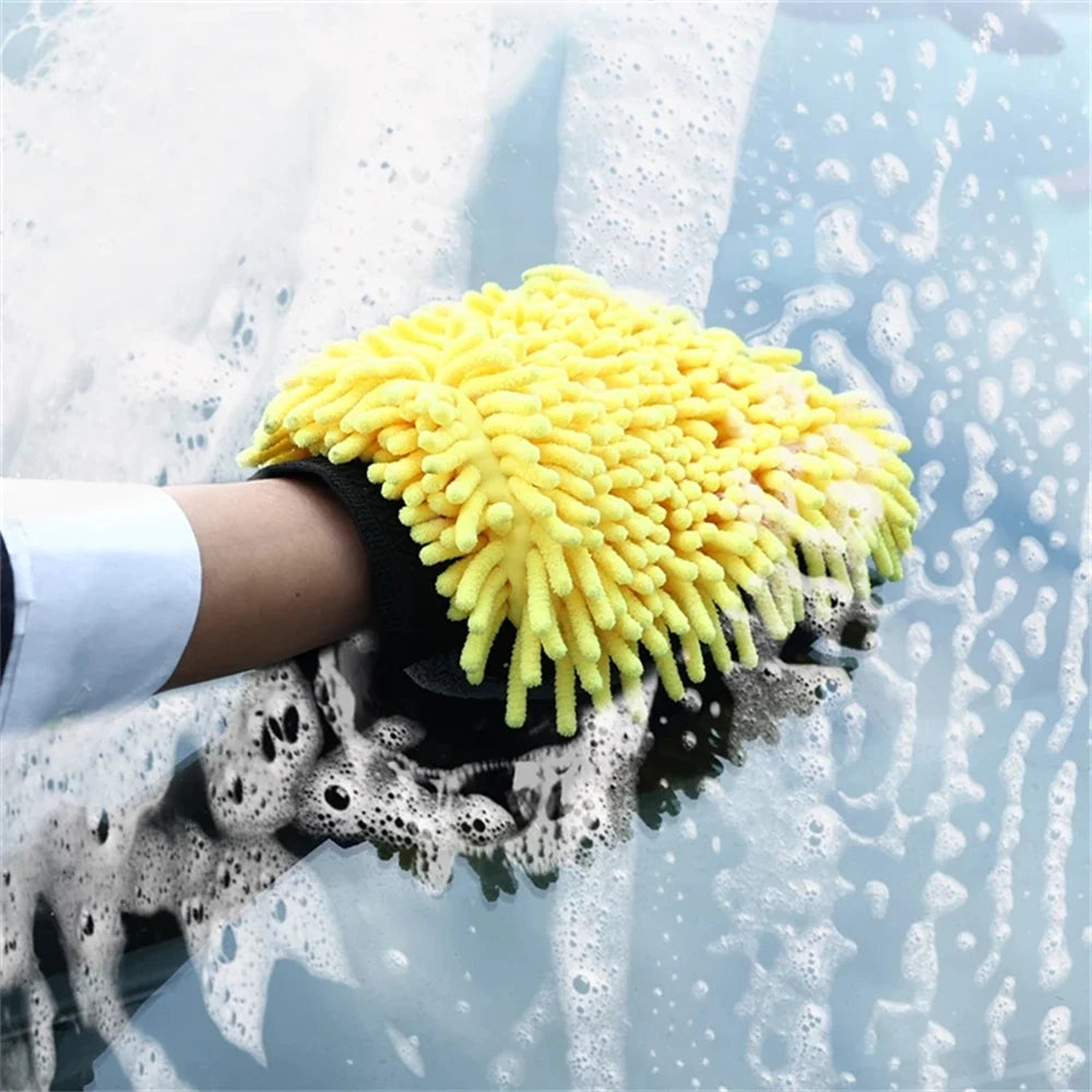 1/5pcs Car Washing Gloves Waterproof Microfiber Chenille Gloves