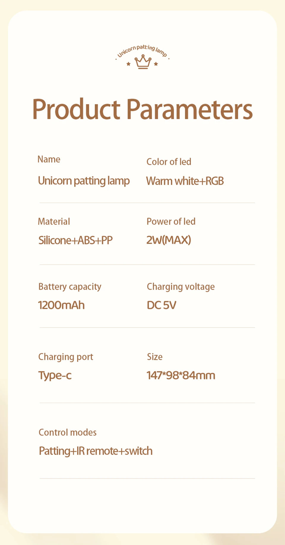 Rechargeable Silicone Patting Lamp Unicorn LED Night Lamp with Remote Control