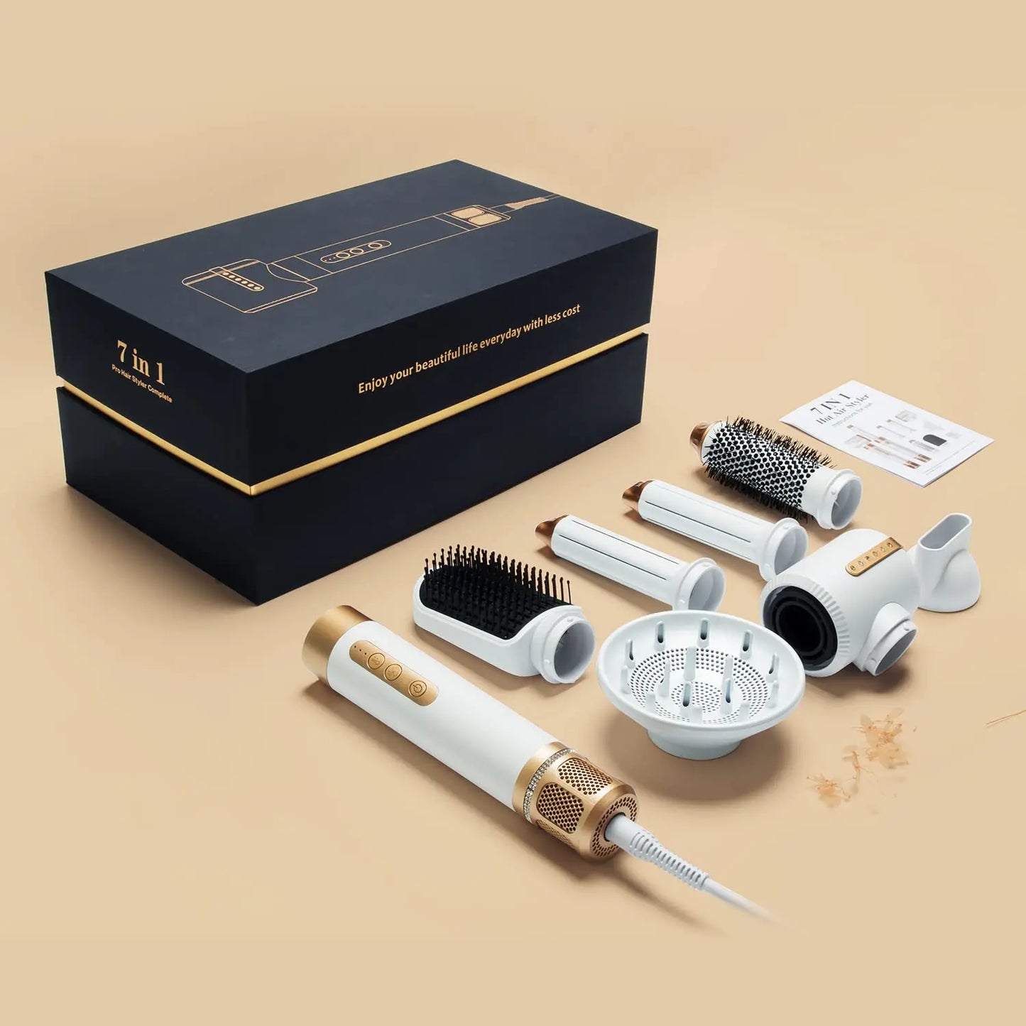 7 In 1 Hair Dryer Brush Brushless High Speed Hair Dryer with Diffuser Ionic Blow Dryer Hot Air Styling Comb Auto Hair Curler