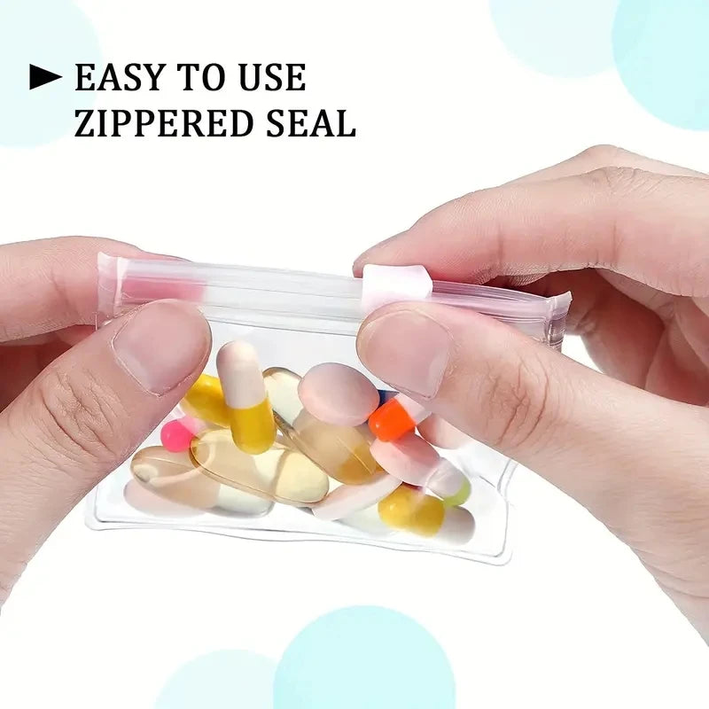 5pcs Self-Sealing Reusable Pill Pouch for Travel Medication and Small Items