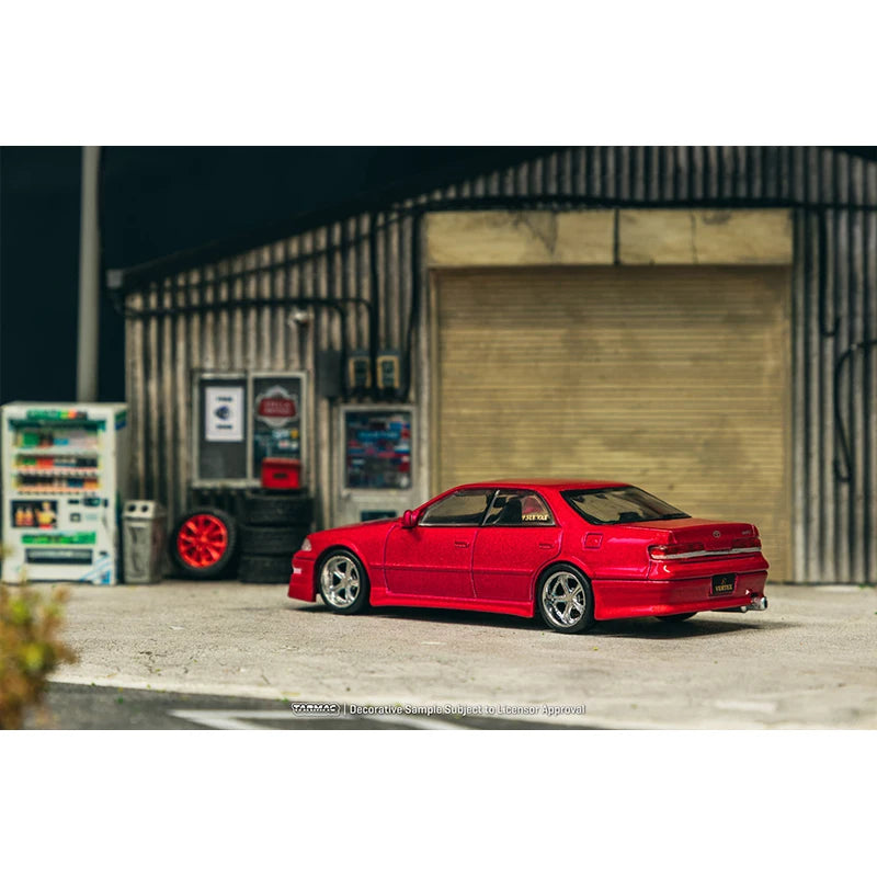 PreSale TW 1:64 VERTEX Toyota Mark II JZX100 Red Metallic Diecast Car Model Collection Toys Tarmac Works