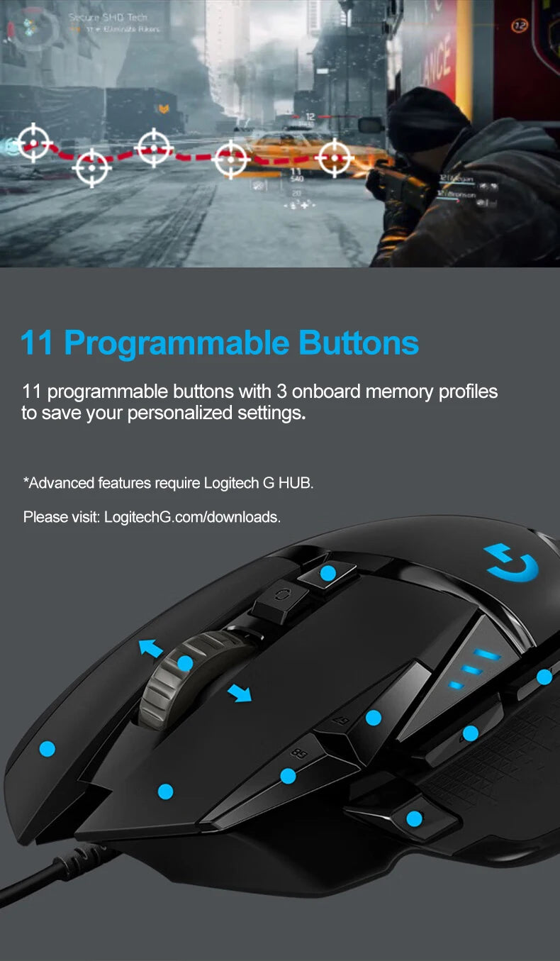 Logitech G502 HERO G502X PLUS Gaming Mouse RGB Ergonomic Adjustable Weight High Performance  E-Sports Gaming Mouse For PC Gamer