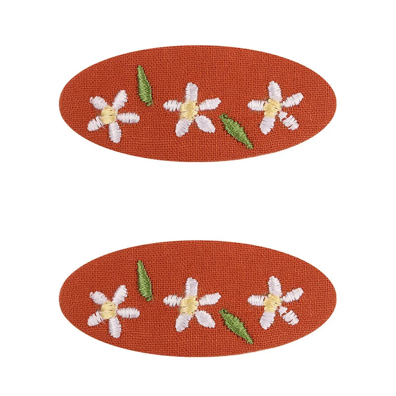 2Pcs/set Sweet Embroidery Hair Clips For Girls Waterdrop Shape BB Hairpin Barrettes Kids Hairpins Headwear Hair  Accessories