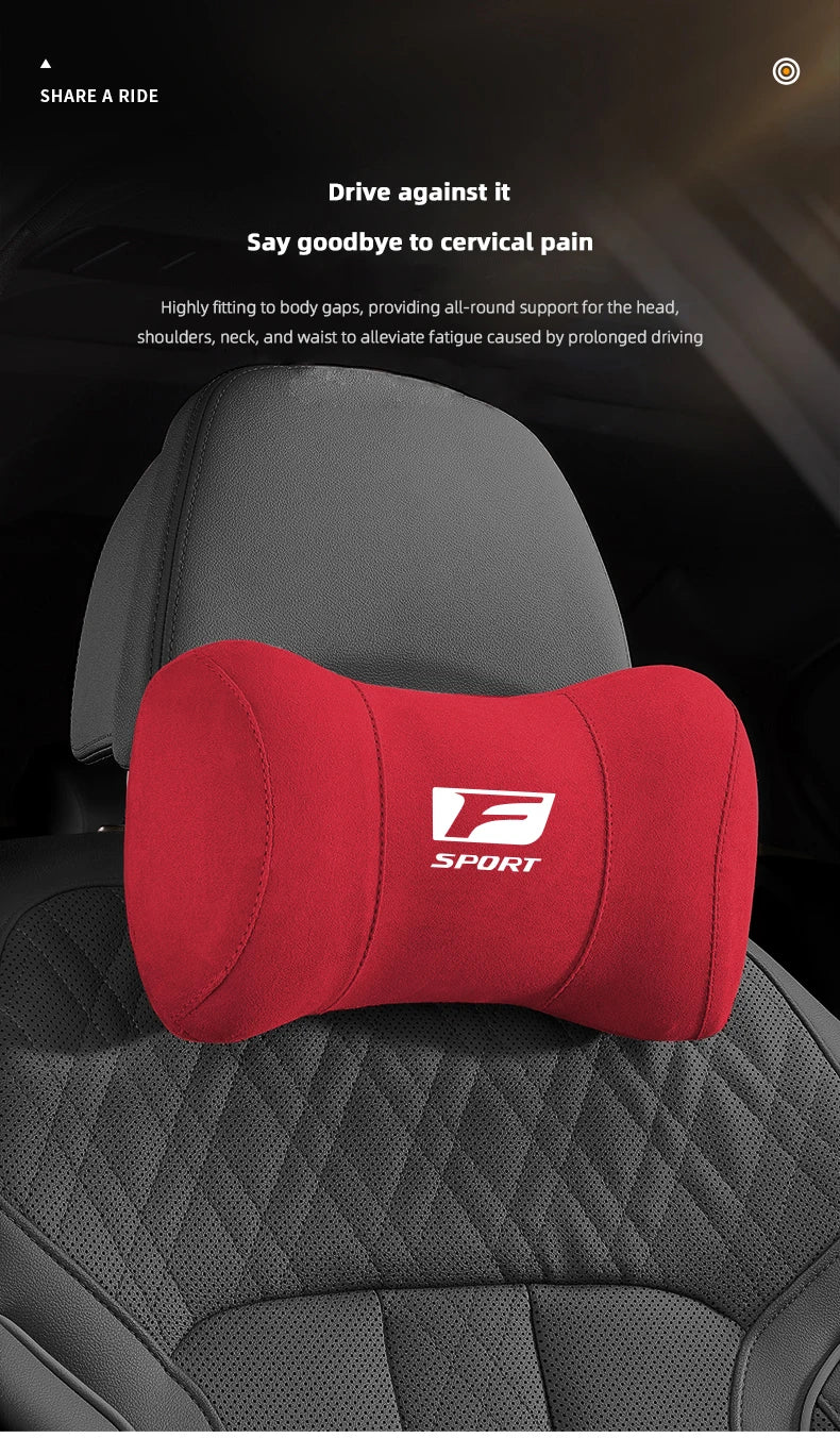 Lexus F-Sport Suede Headrest Memory Cotton Neck Pillow For Lexus ES300 RX330 RX300 GS300 IS250 IS200 CT200h IS300 NX RX LX GX GS