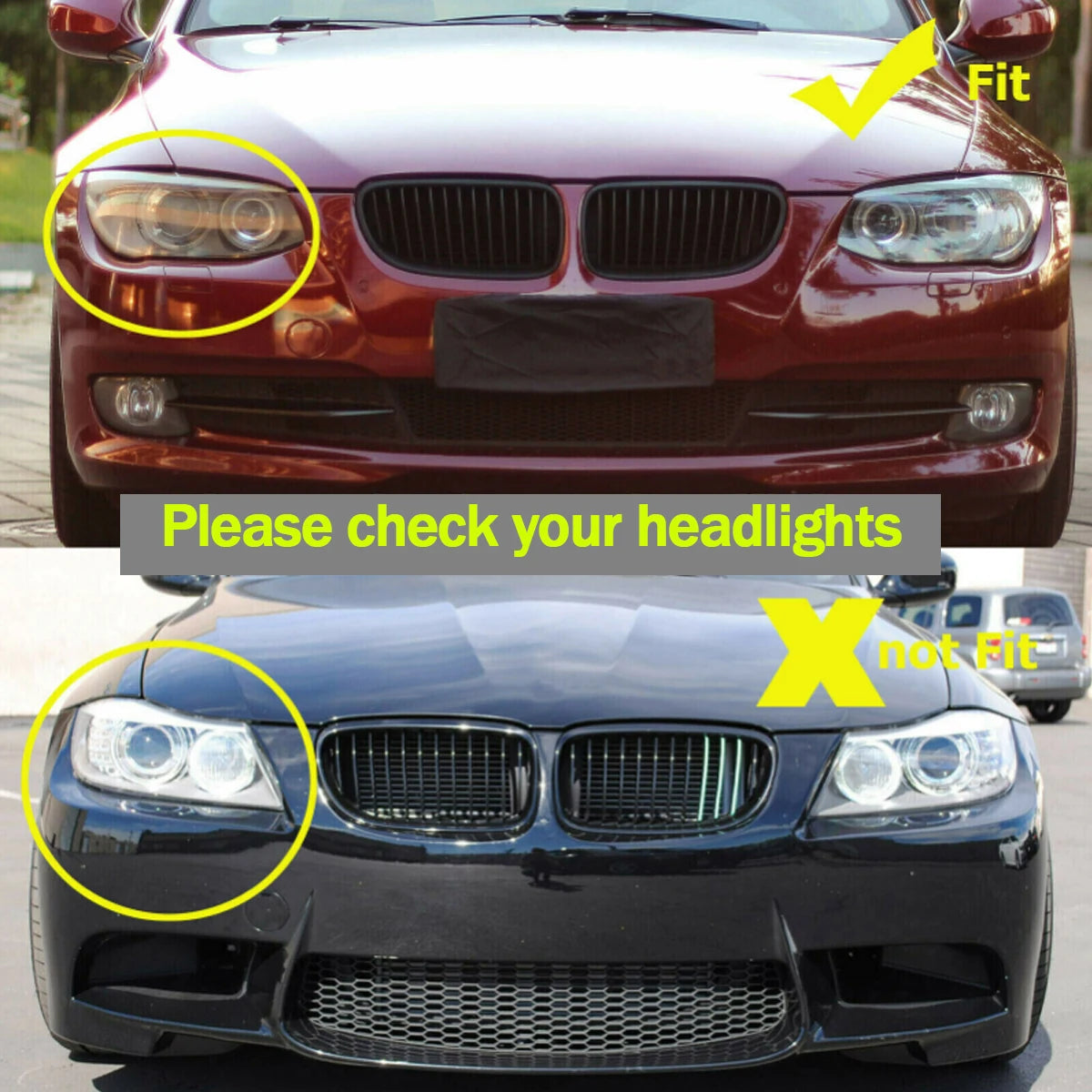 BMW Grille Schwarz Glänz Nieren Grill Kühlergrill Doppelsteg Für BMW E92 E93 2DR LCI Paar