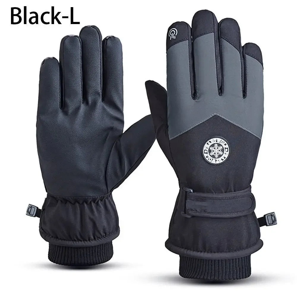 Winter Snowboard Ski Gloves PU Leather Non-slip