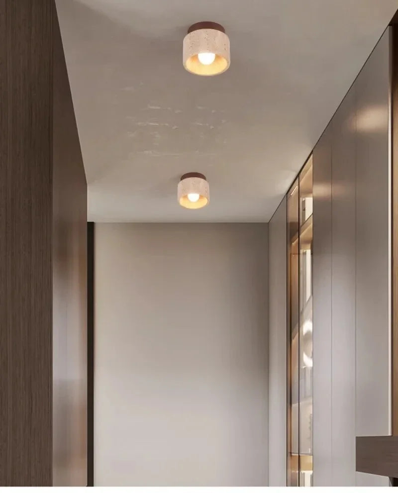 Modern Stone Travertine Ceiling Lamp Bedroom Corridor Flush Mounted