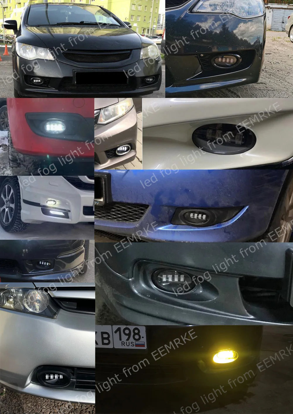 2x Front Full LED Fog Lights with Cut-Line Lens White / Yellow Color Fog Lamp for Honda Stream RSZ RN6 07.2006 2007 2008 05.2009