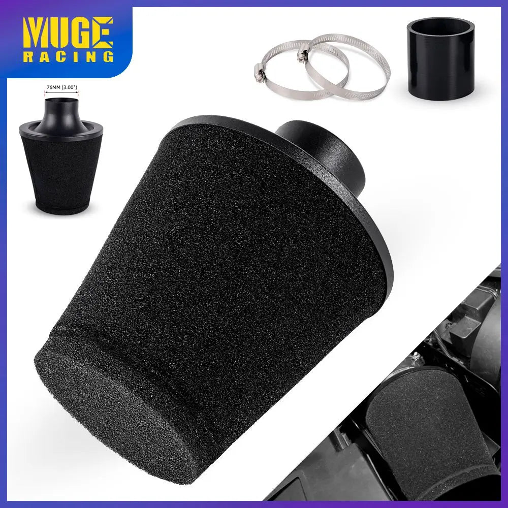 MUGE-3"76mm Universal High Flow Inlet Foam Air Filter Cleaner Cold Air Intake Cone