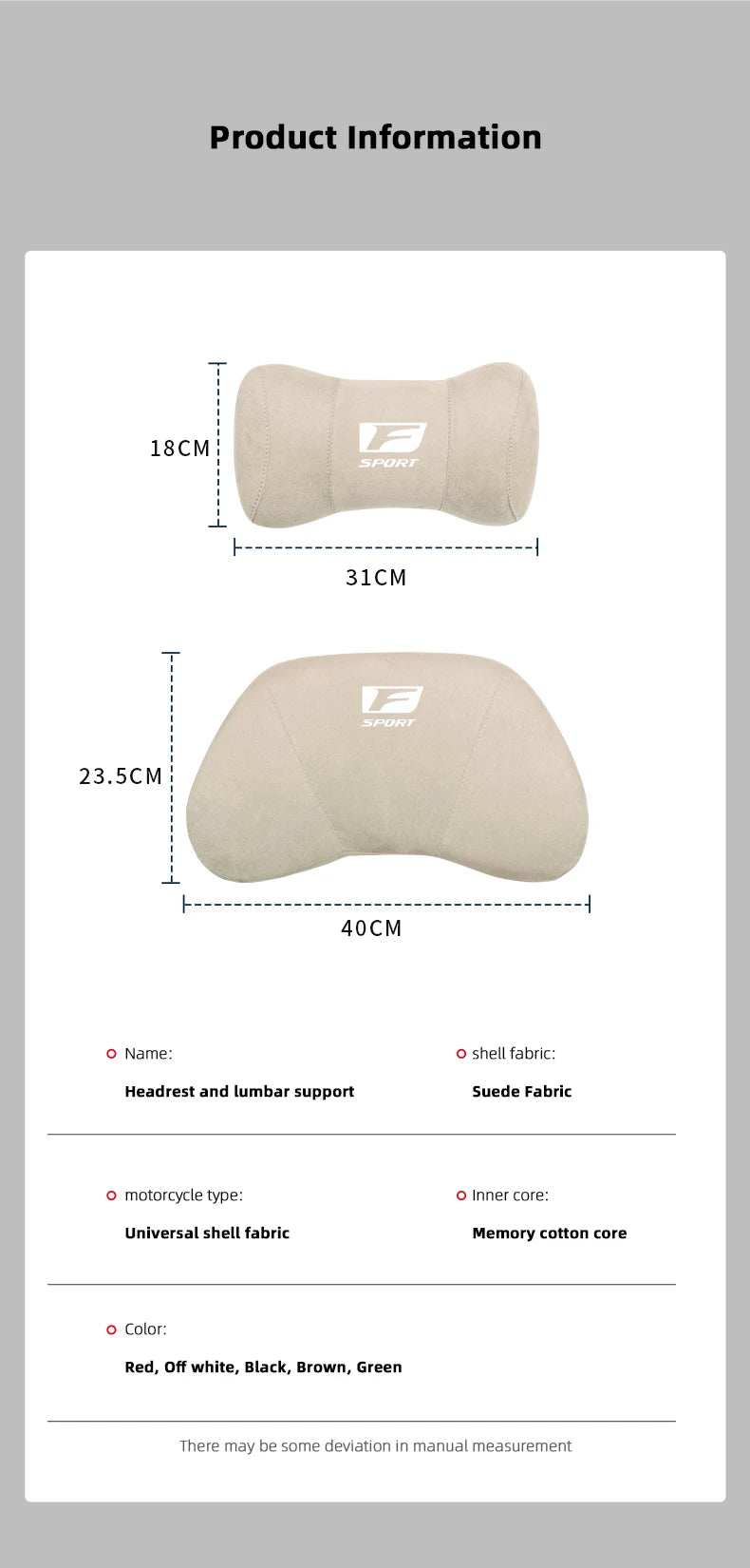 Lexus F-Sport Suede Headrest Memory Cotton Neck Pillow For Lexus ES300 RX330 RX300 GS300 IS250 IS200 CT200h IS300 NX RX LX GX GS